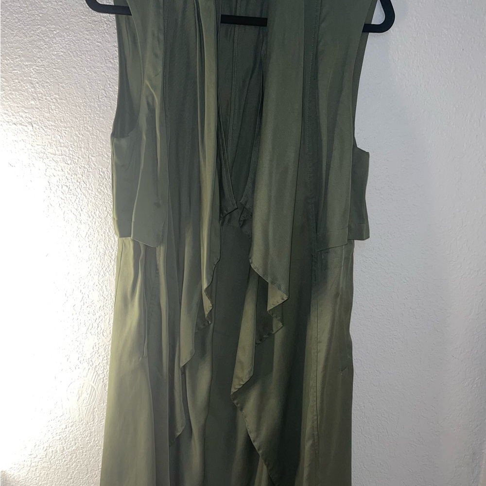 Olive Green Sleeveless Drape Dress